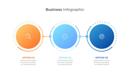 Infographic process label design with marketing icons. Timeline infographic template with 3 steps or options. Vector illustration.