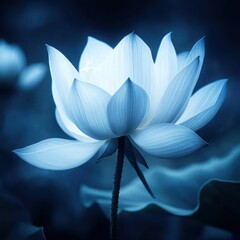 Illuminated white lotus flower