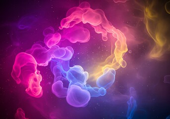 Obraz premium Vibrant Colorful Ink Swirls Abstract Background