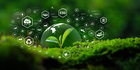 ESG Concepts, Tree Planting for Environment, Society and Governance in Sustainable and Ethical Business Operations and Net Zero Carbon Emission Technology, Environmental Organizations, Sustainable Dev