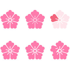 白縁付きの桜、和風で春らしいかわいい花のイラスト