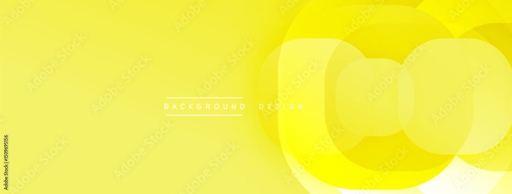 Aufkleber Bright yellow abstract background. Overlapping circles create dynamic visual effect. Modern design suitable for banners, presentations.