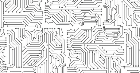 Black circuit diagram on white background. 