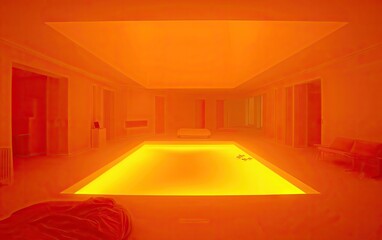 Interior shot of a brightly lit pool house