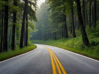 Obraz premium road in the green forest