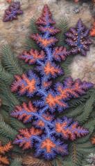 Intricate fractal plant forms on rock