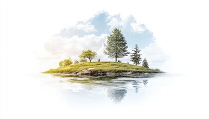 Island landscape, serene, and tranquil