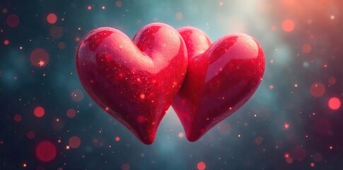 Obraz premium Two intertwined hearts, symbolizing a deep and enduring connection, a bond of souls Perfect for illustrating concepts of love, unity, and spiritual connection , soul, peace, kindred spirits