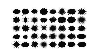 Comic Speech Bubbles and Explosion Shapes Vector Set – Black Silhouettes Collection © Fahimaakter