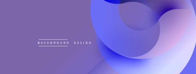 Abstract fluid shapes overlap, creating vibrant purple gradient background. Minimalist design features text background design. Modern aesthetic.
