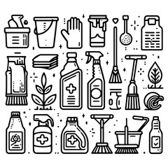 vector clip art set of cleaning elements