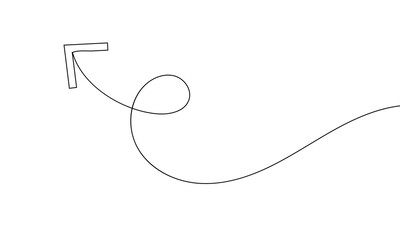 Arrow icon continuous one line drawing and minimalist style isolate outline vector icon . Vector Illustration . EPS 20 .  