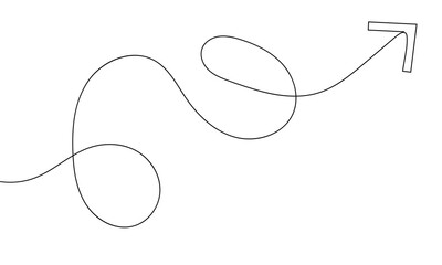 Arrow icon continuous one line drawing and minimalist style isolate outline vector icon . Vector Illustration . EPS 20 .  