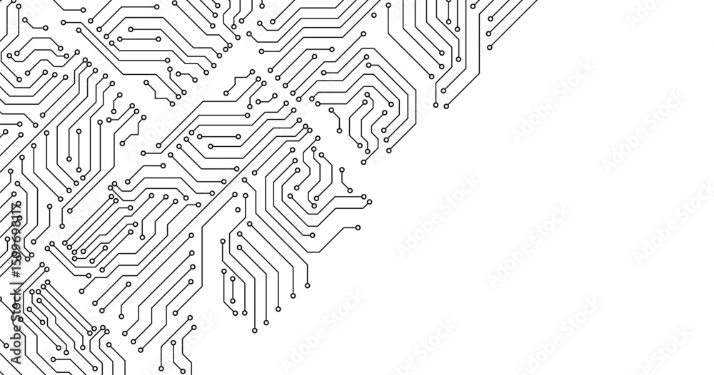 Wall mural technology black circuit diagram concept. high-tech circuit board connection system. circuit board t