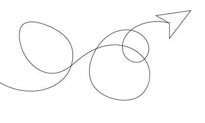 Arrow icon continuous one line drawing and minimalist style isolate outline vector icon . Vector Illustration . EPS 20 .  