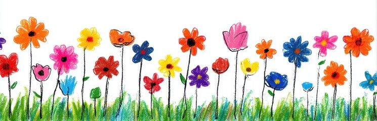 Obraz premium Colorful wildflowers illustration on white background