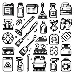 vector clip art set of cleaning elements