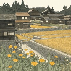 Japanese village landscape