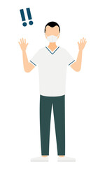 Simple illustration of a wide forehead male nurse raising his hand in surprise
