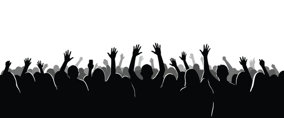 Concert Crowd Silhouette Vector – Party People Illustration