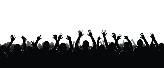 Concert Crowd Silhouette Vector – Party People Illustration