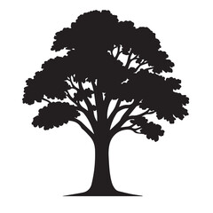 Fototapeta premium Photorealistic Tree Silhouette with Intricate Branching and Lush Foliage – Dramatic Cinematic Nature Scene