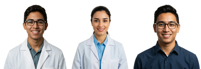 Young Male and Female Lab Scientists in White Coats Displaying Professional Attitudes for Healthcare Promotions