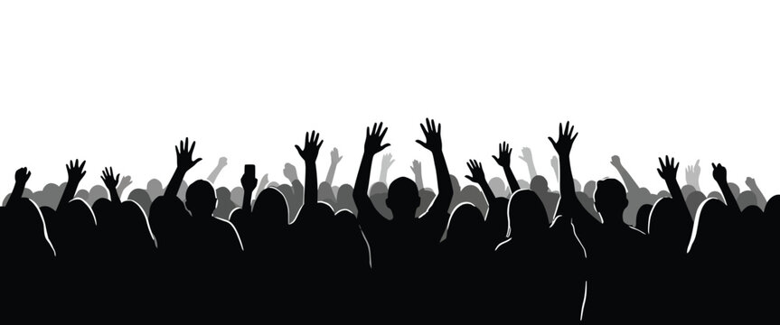 Concert Crowd Silhouette Vector &ndash; Party People Illustration