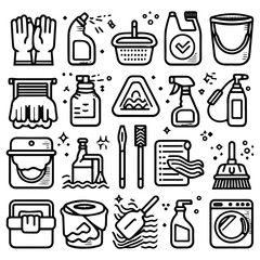 vector clip art set of cleaning elements