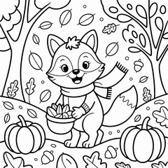  fall outline, fall coloring page, fall coloring, summer coloring, kawaii animal coloring, outline, illustration, cute coloring book cover, cover, cute kids illustration, cartoon cover, cartoon illust