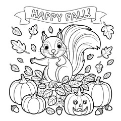  fall outline, fall coloring page, fall coloring, summer coloring, kawaii animal coloring, outline, illustration, cute coloring book cover, cover, cute kids illustration, cartoon cover, cartoon illust