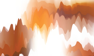 Abstract orange vector background with a sunset silhouette of mountains and a lone tree