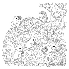  fall outline, fall coloring page, fall coloring, summer coloring, kawaii animal coloring, outline, illustration, cute coloring book cover, cover, cute kids illustration, cartoon cover, cartoon illust