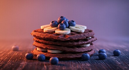 チョコワッフルバナナブルーベリー 甘く香ばしい焼き菓子