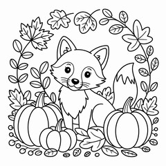  fall outline, fall coloring page, fall coloring, summer coloring, kawaii animal coloring, outline, illustration, cute coloring book cover, cover, cute kids illustration, cartoon cover, cartoon illust