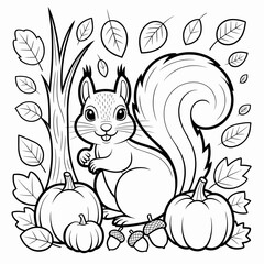  fall outline, fall coloring page, fall coloring, summer coloring, kawaii animal coloring, outline, illustration, cute coloring book cover, cover, cute kids illustration, cartoon cover, cartoon illust