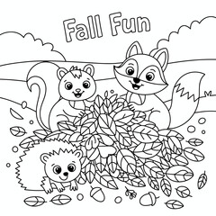  fall outline, fall coloring page, fall coloring, summer coloring, kawaii animal coloring, outline, illustration, cute coloring book cover, cover, cute kids illustration, cartoon cover, cartoon illust