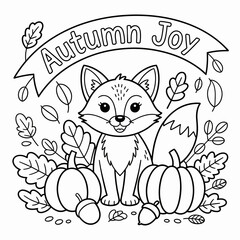  fall outline, fall coloring page, fall coloring, summer coloring, kawaii animal coloring, outline, illustration, cute coloring book cover, cover, cute kids illustration, cartoon cover, cartoon illust