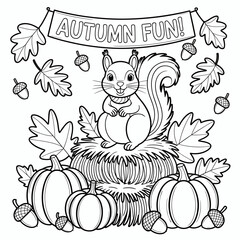  fall outline, fall coloring page, fall coloring, summer coloring, kawaii animal coloring, outline, illustration, cute coloring book cover, cover, cute kids illustration, cartoon cover, cartoon illust