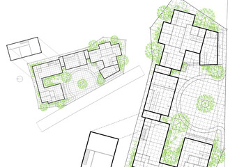 Floor plan designed building on the drawing.