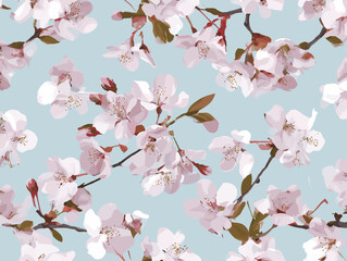 cherry blossom, flower, pattern, floral, seamless, vector, illustration, nature, spring, blossom, design, wallpaper, decoration, flowers, pink, cherry, tree, art, leaf, beauty, plant, texture, branch,