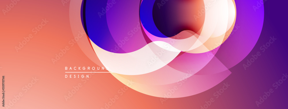 Aufkleber abstract circles overlap, creating vibrant gradients. warm colors dominate design, suggesting modern
