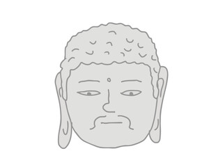 Illustration of a smiling face of a Buddhist Buddha statue