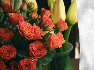 Fresh Roses with sunlight background