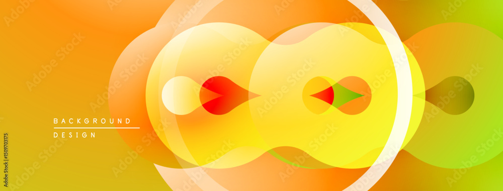 Aufkleber abstract design features overlapping circles, vibrant yellow, orange hues. modern, dynamic compositi