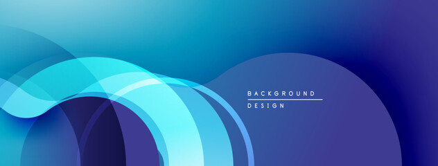 Abstract blue waves create dynamic gradient background. Smooth shapes suggest movement, depth, modern design aesthetic.