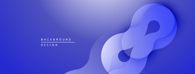 Abstract blue design features flowing layers, creating infinity symbol. Gradient background adds depth, modern aesthetic.