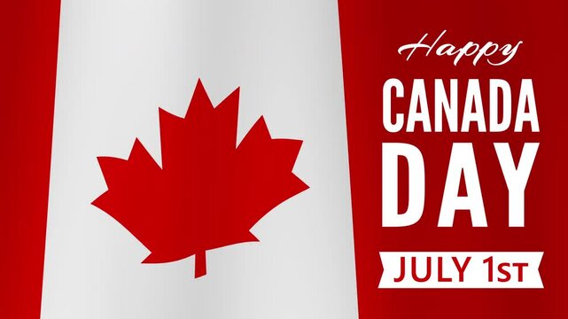 happy canada day animated banner design with canadian flag video footage