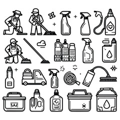 vector clip art set of cleaning elements