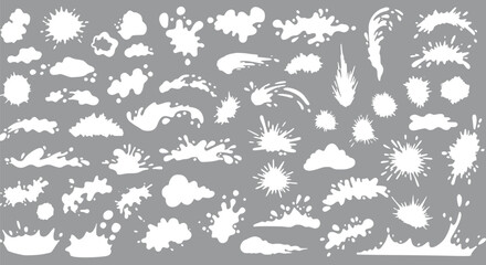 White Ink Splatter Paint Splash Milk Drop Vector Set